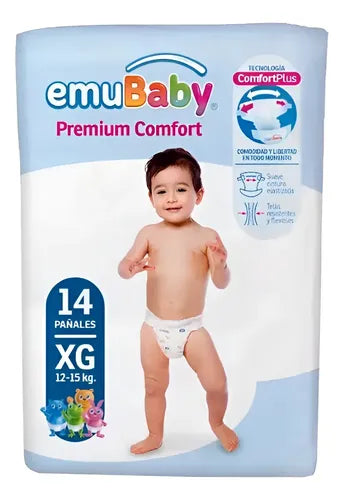 Pañales Emubaby Premium Comfort talla XG 14 unidades