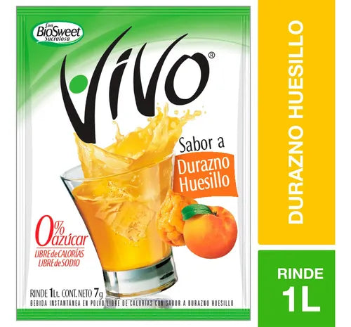 Caja Jugo Polvo Durazno Huesillo Vivo 10 U