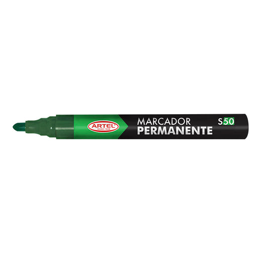 Marcador Permanente Punta Redonda Verde Artel