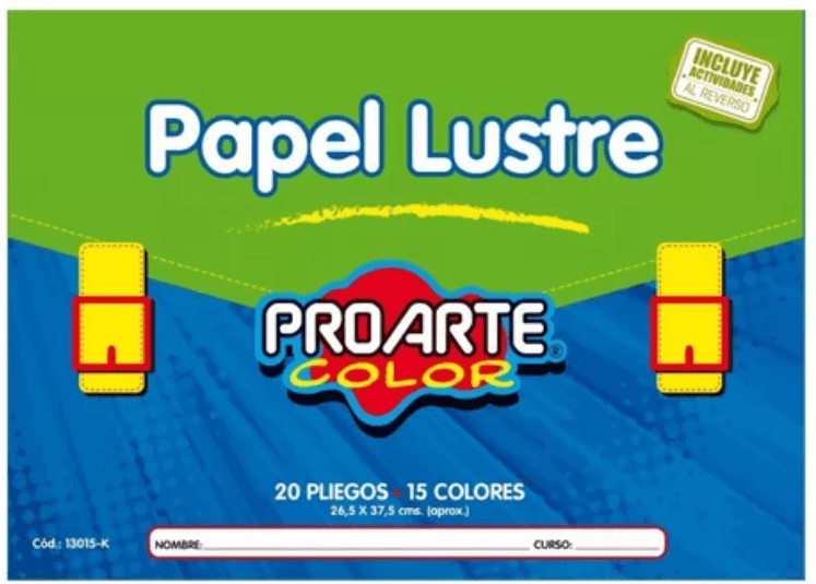 Carpeta con papel lustre Proarte 25 x 38 cm 20 hojas