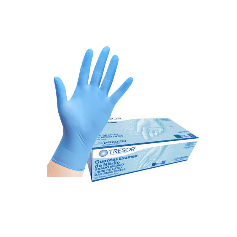 Guantes de nitrilo Tresor azules sin polvo talla L 100 unidades