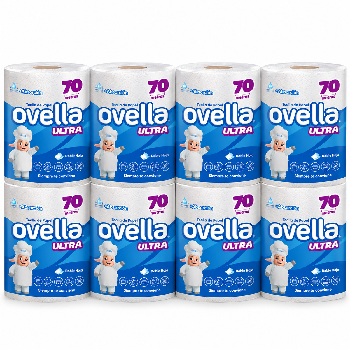 Manga de Toallas de Papel Ovella Ultra Doble Hoja 70 m