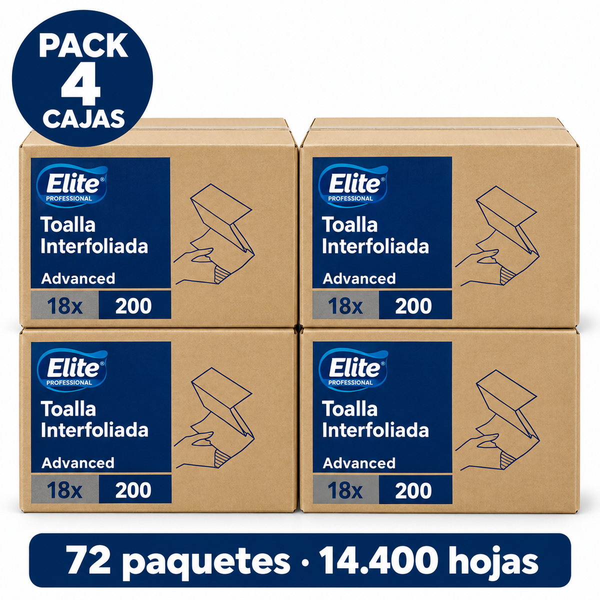Toallas interfoliadas Elite Advanced pack de 4 cajas