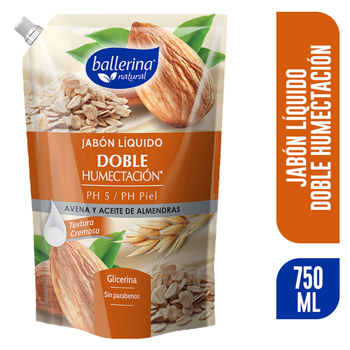 Jabón Liquido Ballerina Avena y Aceite de Almendras 750 ml