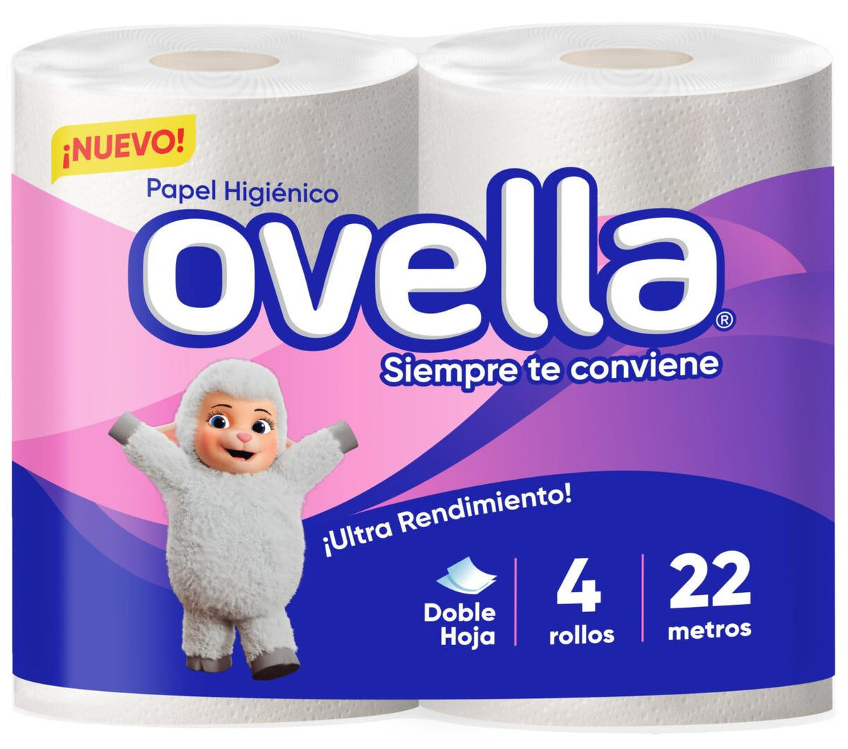 Papel higiénico Ovella doble hoja 4 rollos de 22 m