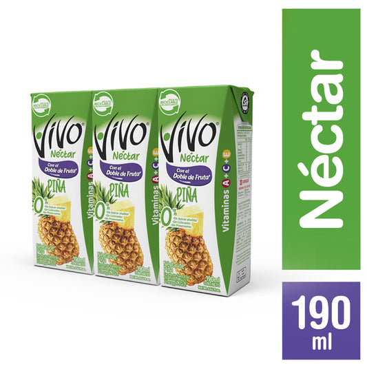 Jugo Piña Vivo 190 ml pack 3 unid