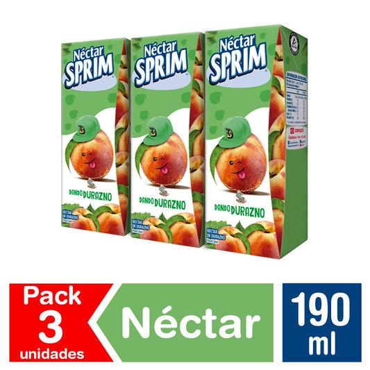 Jugo Sprim Durazno 190 ml pack 3 unid