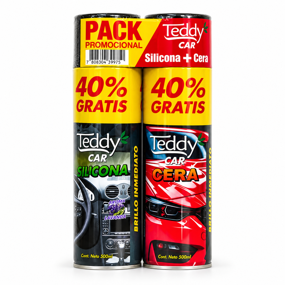 Pack silicona y cera para autos Teddy Car 2 x 500 ml