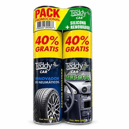 Pack silicona y renovador para autos Teddy