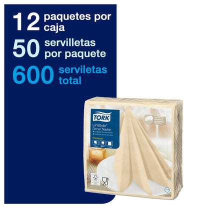 Servilleta Tork Linstyle Crema 12X50 (39X39)