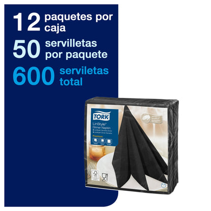 Servilleta Tork Linstyle Negra 12X50 (39X39)