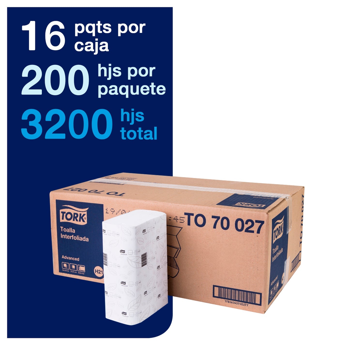 Toalla Interfoliada Tork Doble H. 16X200
