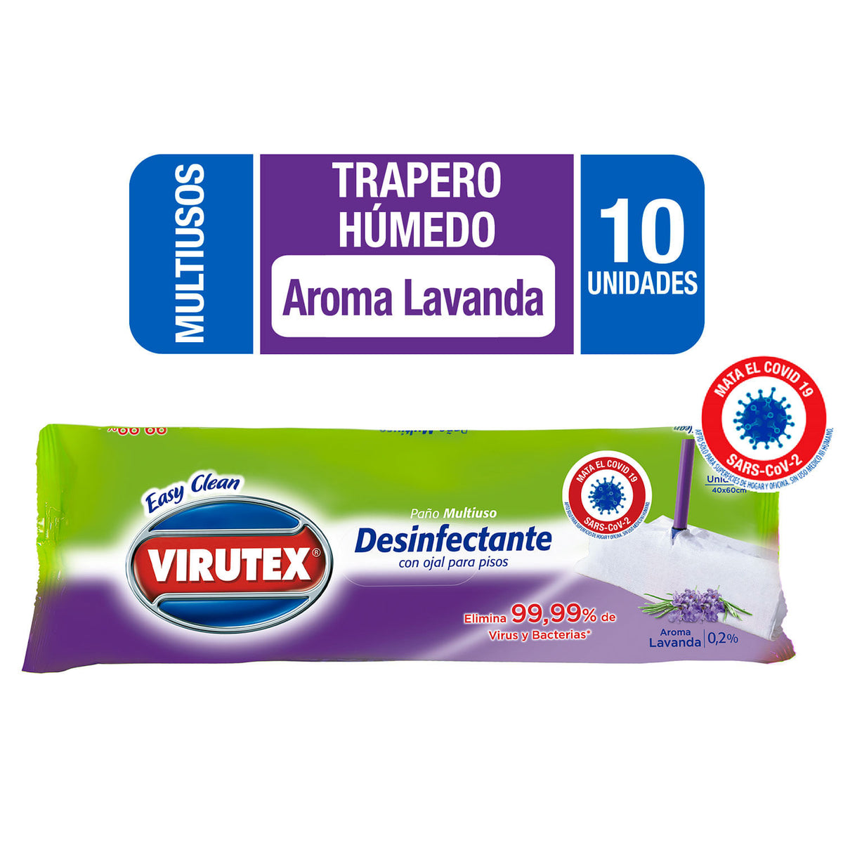 Trapero Húmedo con ojal Desinfectante Lavanda Virutex 10unid