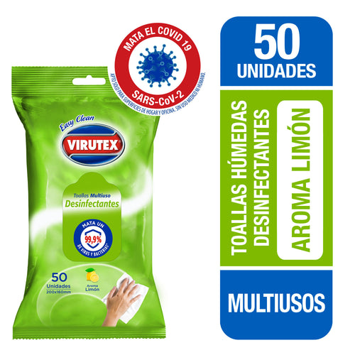 Toalla Desinfectante Multiuso Limón Virutex 50 unid.