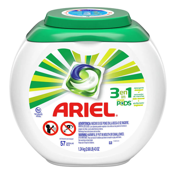 Detergente En Cápsulas Ariel Pods 3 En 1, 57 unidades
