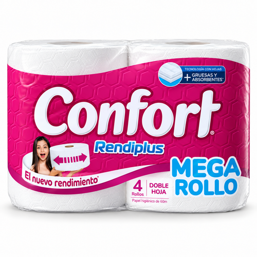 Papel Higiénico DH 4x60 mts Confort Rendiplus - Alto Rendimiento