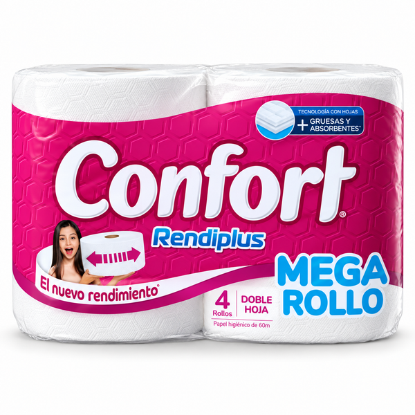 Papel Higiénico DH 4x60 mts Confort Rendiplus - Alto Rendimiento
