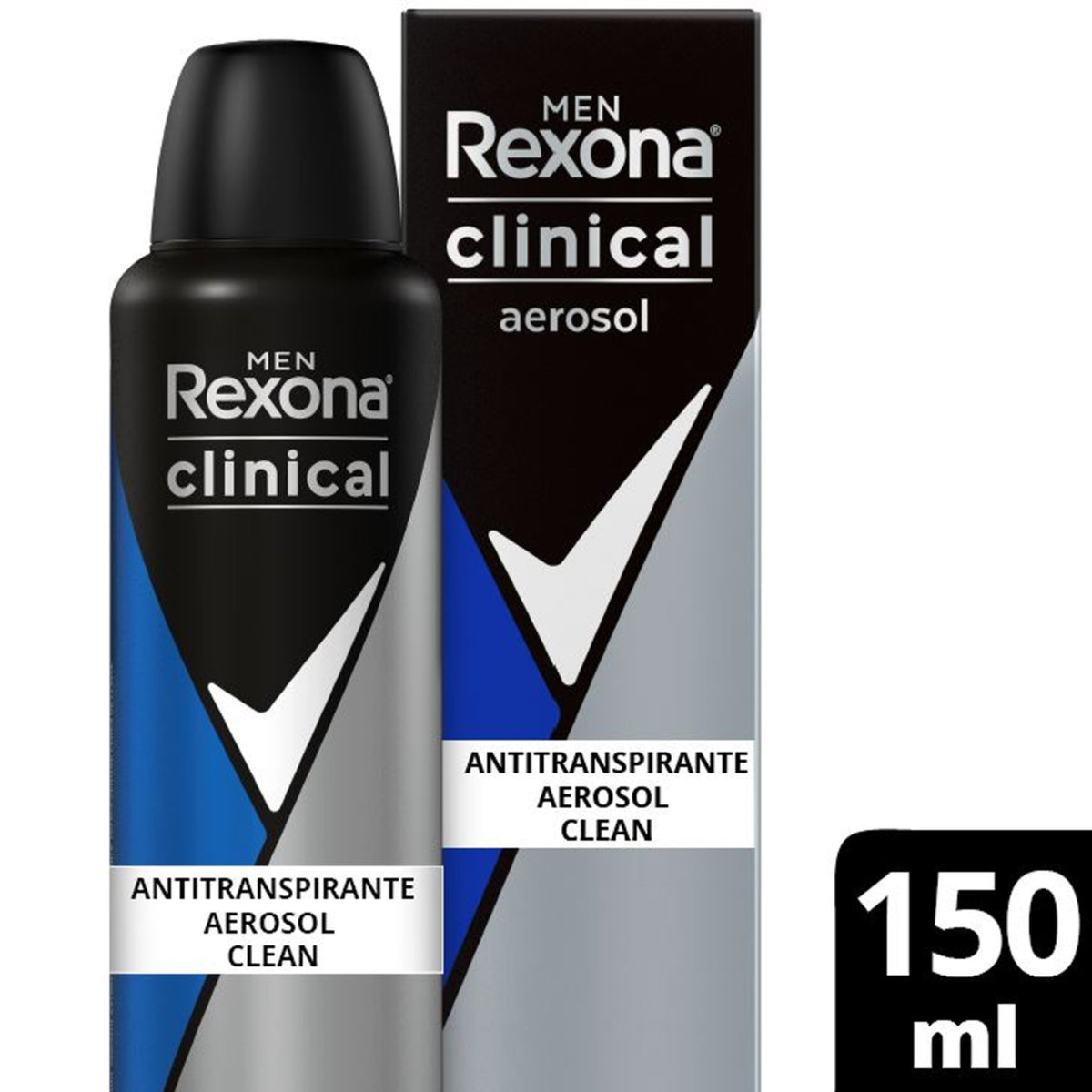 Desodorante en aerosol Rexona clinical men clean azul