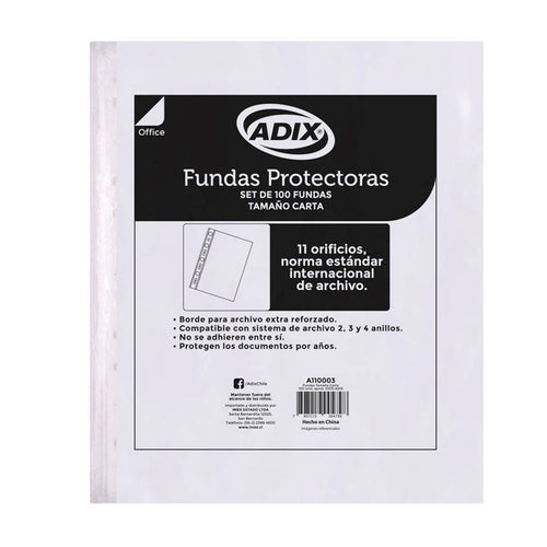 Fundas Archivo Transparentes Carta Ribete Blanco Adix