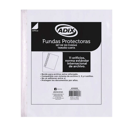 Fundas Archivo Transparentes Carta Ribete Blanco Adix