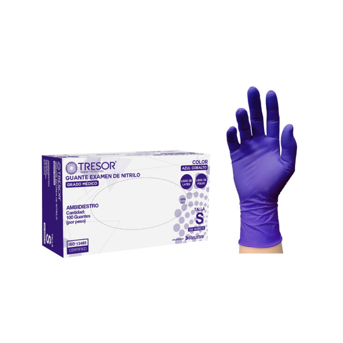 Guantes de nitrilo Tresor azules sin polvo talla M 100 unidades