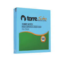Nota Adhesiva Celeste Neon 7.6 X 7.6 Cm 100 Hojas - Torre