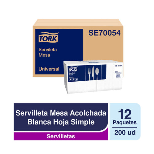 Servilleta de Mesa Tork 12 Paquetes de 200 Servilletas Por Caja