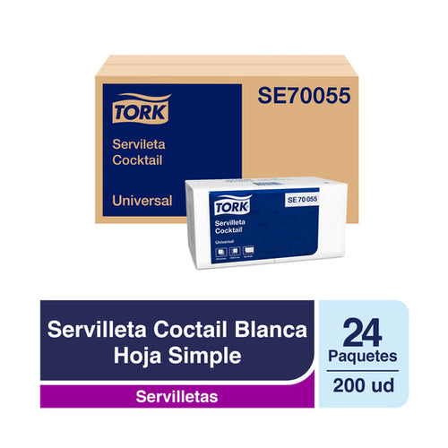 Servilleta Cocktail Tork 24 Paquetes de 200 Hojas Por Caja