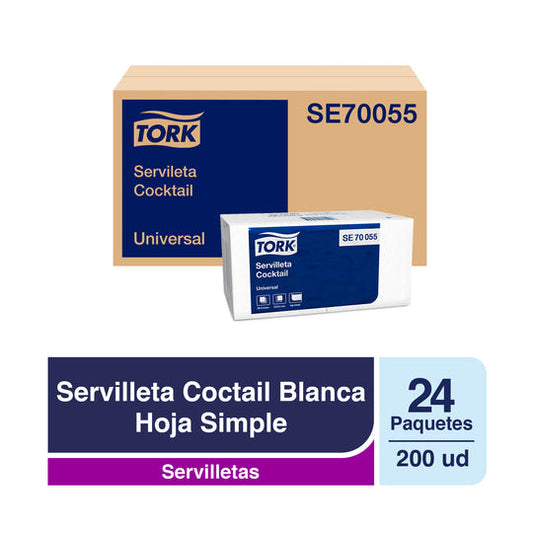 Servilleta Cocktail Tork  24 Paquetes de 200 Hojas Por Caja