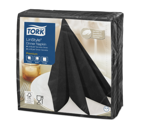 Servilleta Tork Line Style Negra 12x50 39x39 cm