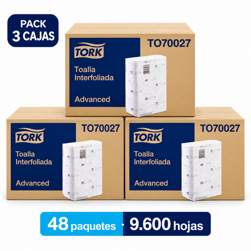 Toallas interfoliadas Tork Advanced pack de 3 cajas