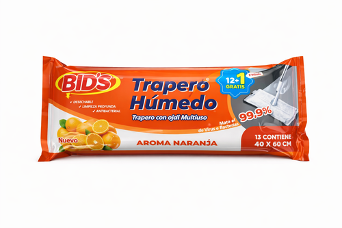 Trapero Humedo de Multipiso Naranja Bids 13 unid.